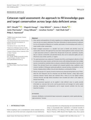 Cetacean Rapid Assessment: an Approach to Fill Knowledge Gaps and Target Conservation Across Large Data Deficient Areas