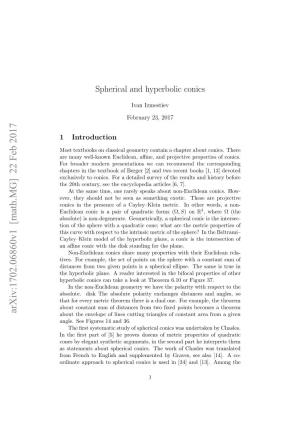 Spherical and Hyperbolic Conics