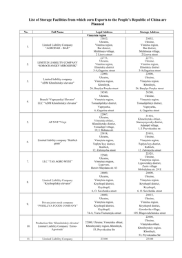 Appendix 4 to the SSUFSCP Letter