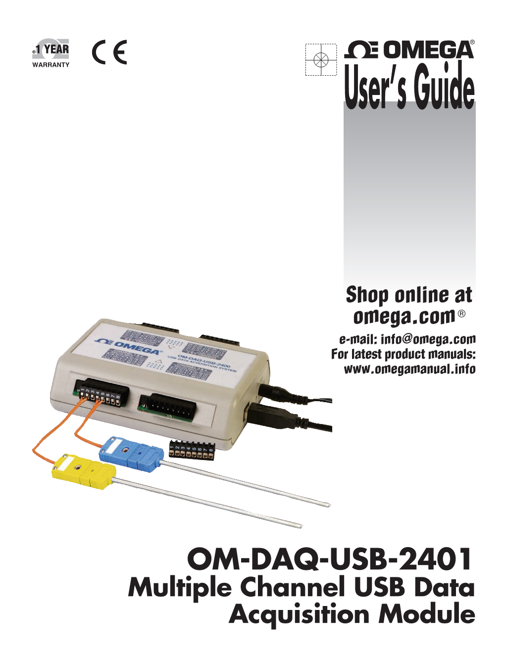 Data Acquisition Module Omega.Com Info@Omega.Com Servicing North America: U.S.A.: Omega Engineering, Inc., One Omega Drive, P.O