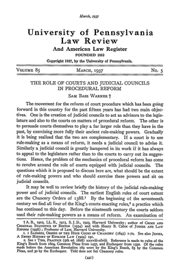 The Role of Courts and Judicial Councils in Procedural Reform