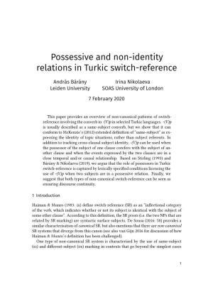 Possessive and Non-Identity Relations in Turkic Switch-Reference