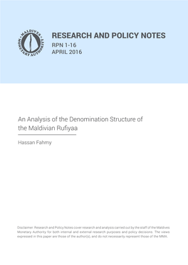 An Analysis of the Denomination Structure of the Maldivian Rufiyaa