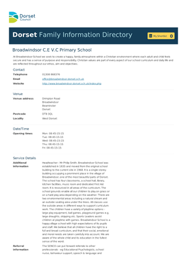 Broadwindsor C.E V.C Primary School | Dorset