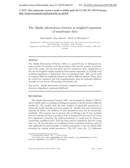 2019 Akaike Information Criterion in Weighted Regression of Immittance
