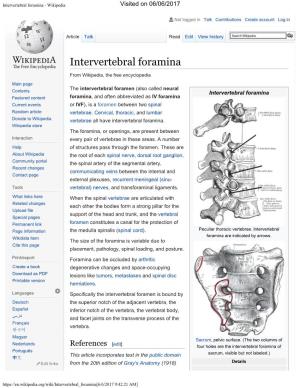 Intervertebral Foramina - Wikipedia Visited on 06/06/2017