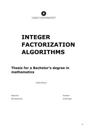 Integer Factorization Algorithms