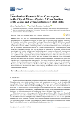 Unauthorised Domestic Water Consumption in the City of Alicante (Spain): a Consideration of Its Causes and Urban Distribution (2005–2017)