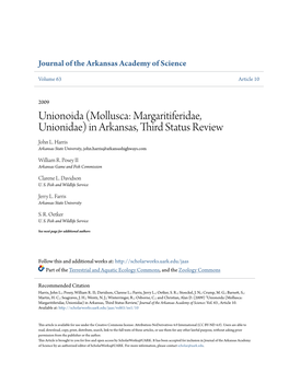 Mollusca: Margaritiferidae, Unionidae) in Arkansas, Third Status Review John L