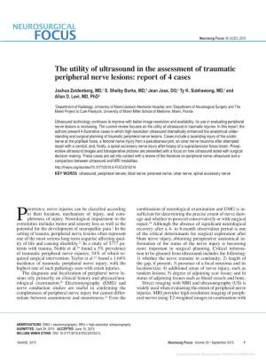 The Utility of Ultrasound in the Assessment of Traumatic Peripheral Nerve Lesions: Report of 4 Cases