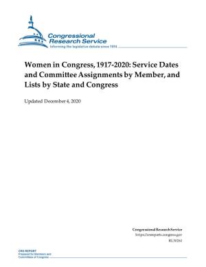 Women in Congress, 1917-2020: Service Dates and Committee Assignments by Member, and Lists by State and Congress