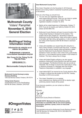 Multnomah County Voters' Pamphlet