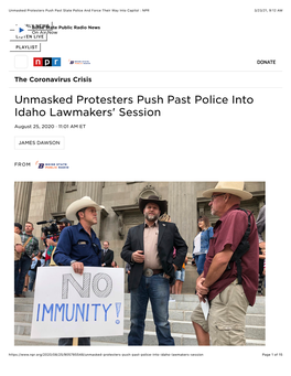 Unmasked Protesters Push Past State Police and Force Their Way Into Capitol : NPR 3/23/21, 9�12 AM