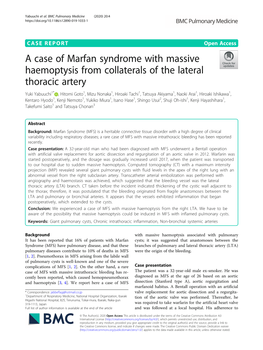 A Case of Marfan Syndrome with Massive Haemoptysis From