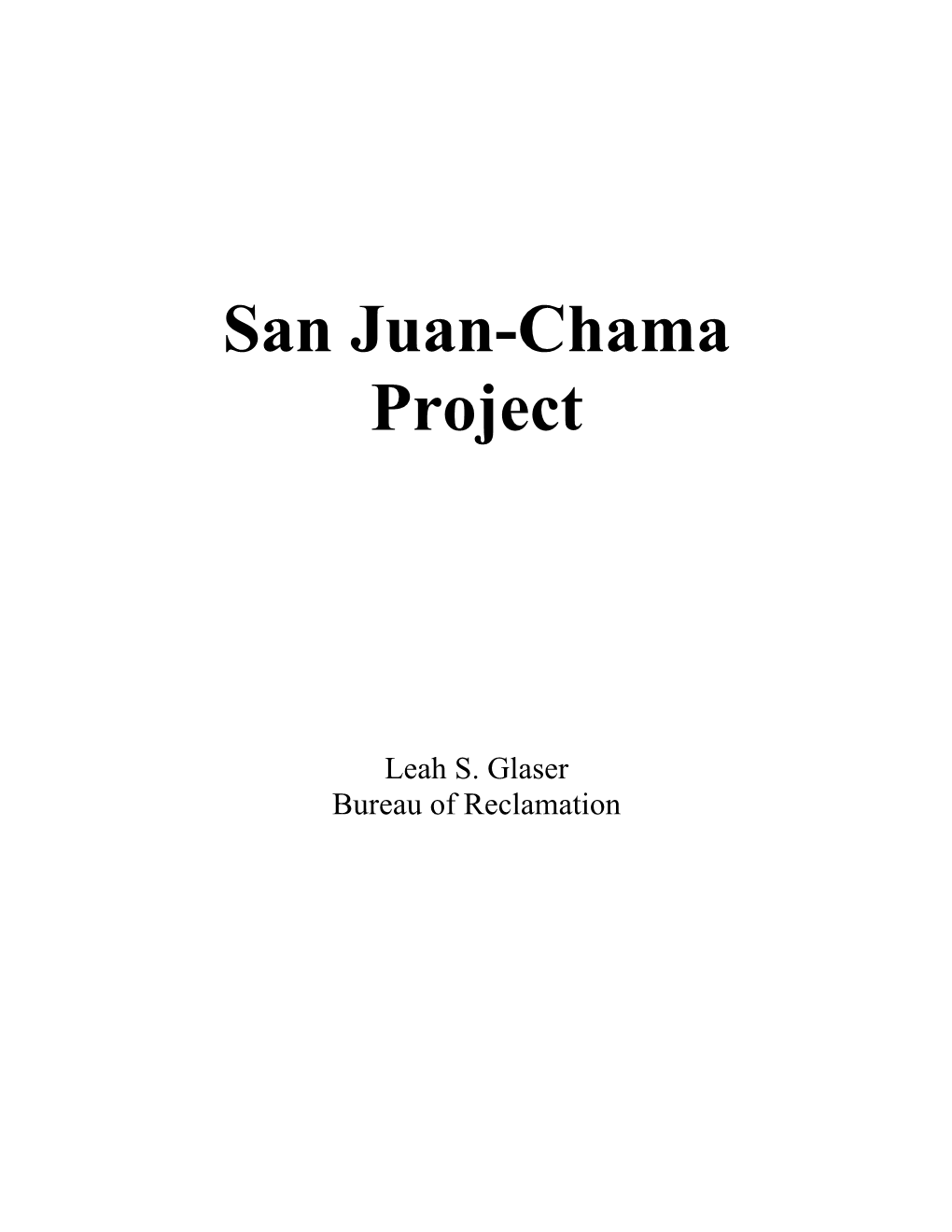 San Juan-Chama Project History