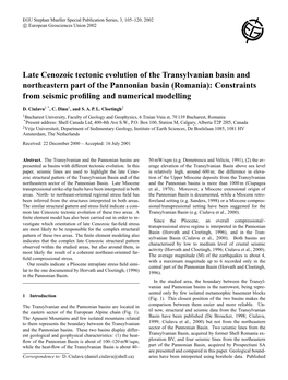 Late Cenozoic Tectonic Evolution of the Transylvanian Basin And