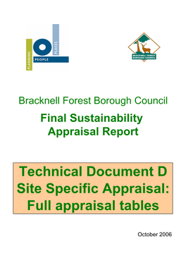 Sustainability Appraisal Report