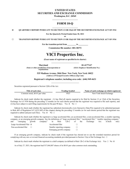 VICI Properties Inc. (Exact Name of Registrant As Specified in Its Charter) ______Maryland 81-4177147 (State Or Other Jurisdiction of Incorporation Or (I.R.S