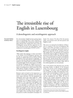 The Irresistible Rise of English in Luxembourg