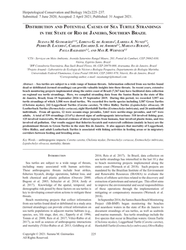 Distribution and Potential Causes of Sea Turtle Strandings in the State of Rio De Janeiro, Southern Brazil