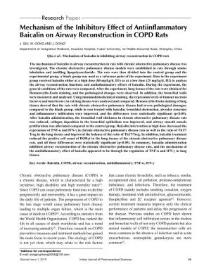 Mechanism of the Inhibitory Effect of Antiinflammatory Baicalin on Airway Reconstruction in COPD Rats