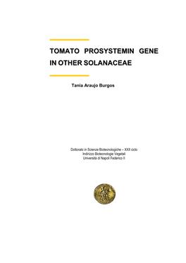 Tomato Prosystemin Gene in Other Solanaceae