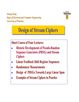 Design of Stream Ciphers (PDF)