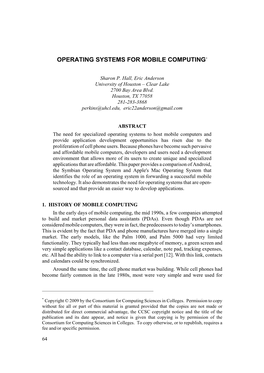 Operating Systems for Mobile Computing*
