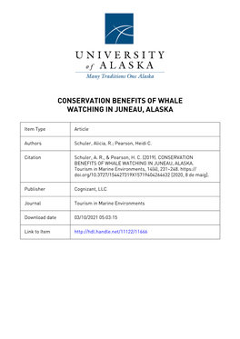 Conservation Benefits of Whale Watching in Juneau, Alaska