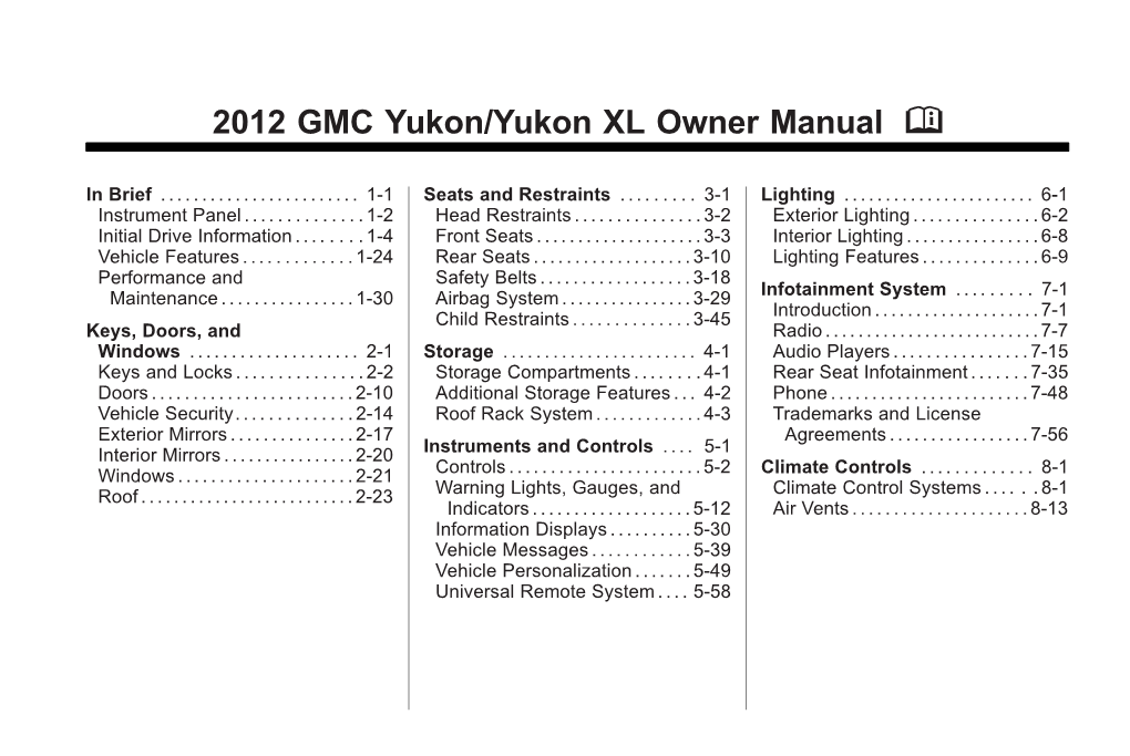 2012 GMC Yukon XL Owner's Manual