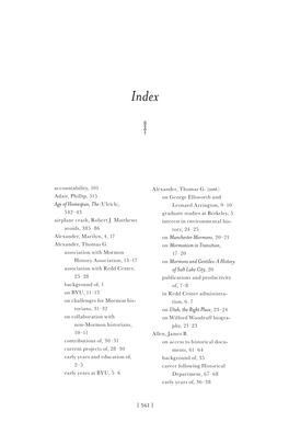 Age of Homespun, the (Ulrich), Leonard Arrington, 9–10 542–43 Graduate Studies at Berkeley, 5 Airplane Crash, Robert J