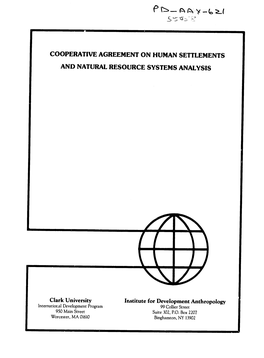Cooperative Agreement on Human Settlements and Natural Resource Systems Analysis