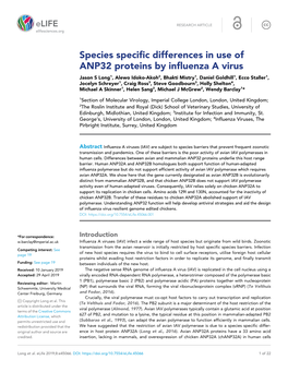 Species Specific Differences in Use Of