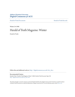 Herald of Truth Magazine: Winter Herald of Truth