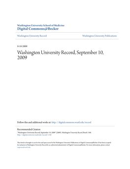 Washington University Record, September 10, 2009