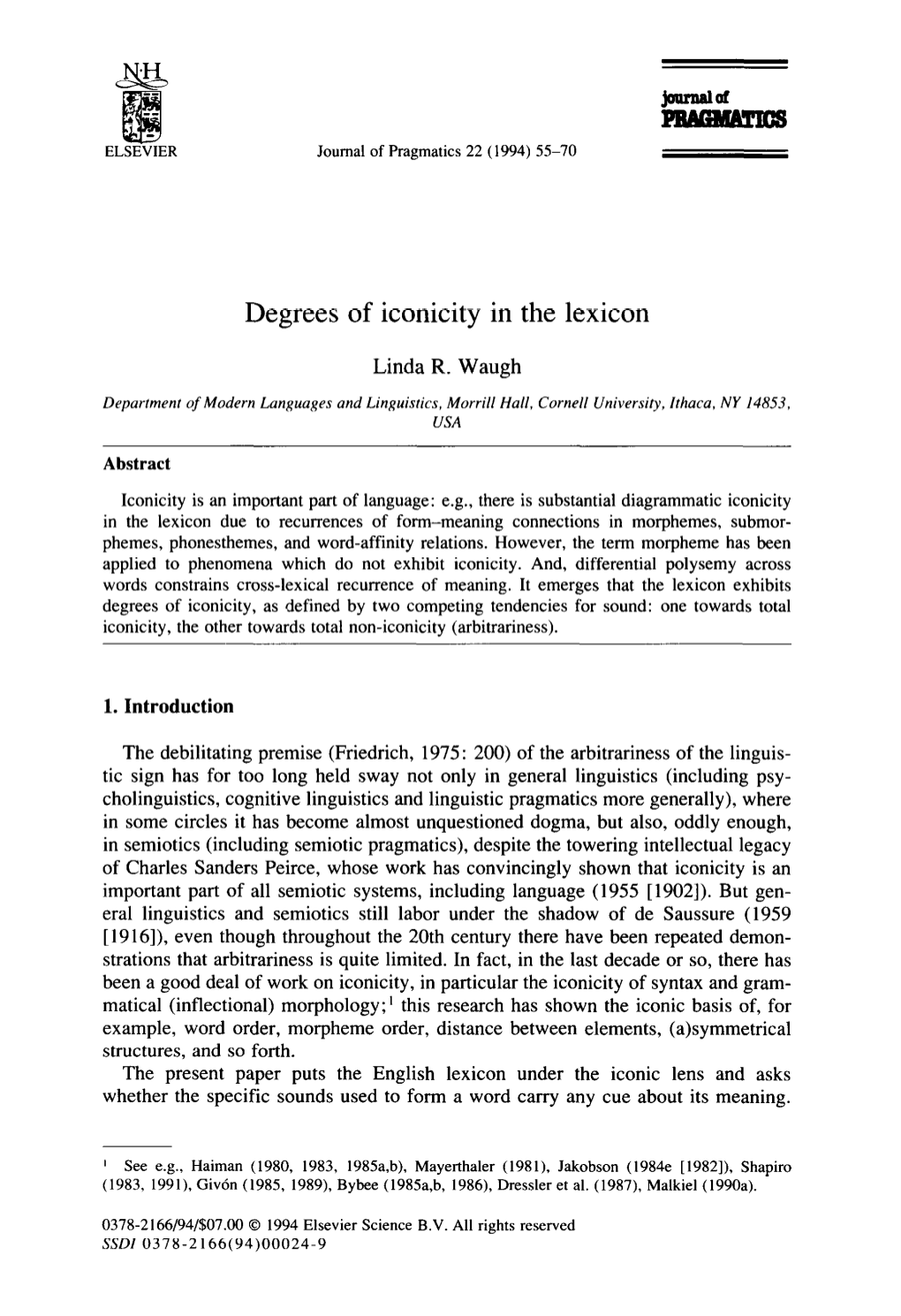 Degrees of Iconicity in the Lexicon