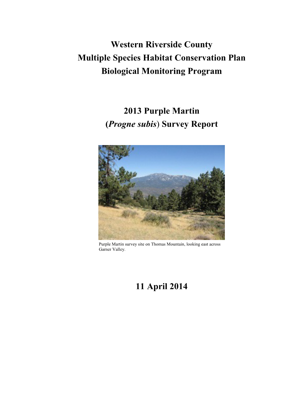 Purple Martin Survey Report 2013