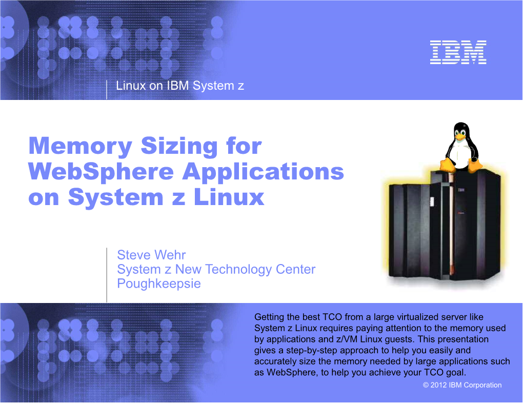 Memory Sizing for Websphere Applications on System Z Linux