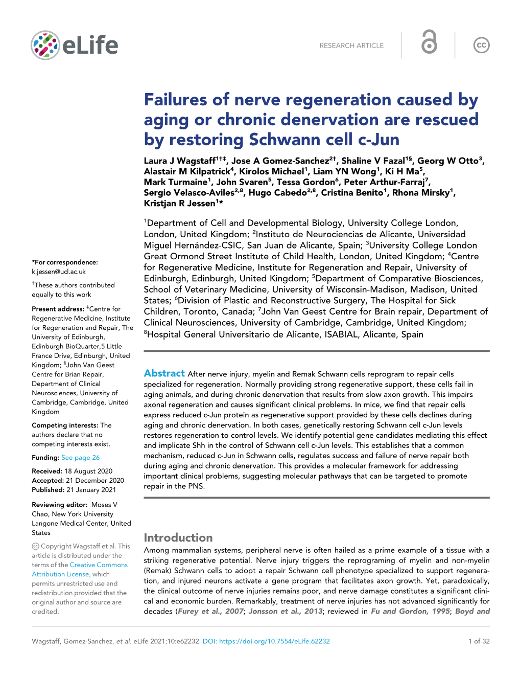 Failures of Nerve Regeneration Caused by Aging Or