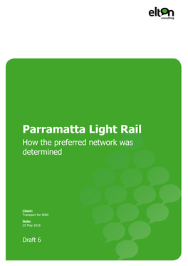 Parramatta Light Rail How the Preferred Network Was Determined