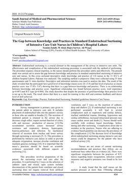 The Gap Between Knowledge and Practices in Standard Endotracheal