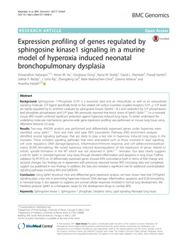 Expression Profiling of Genes Regulated by Sphingosine Kinase1
