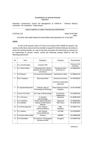 Government of Andhra Pradesh Abstract