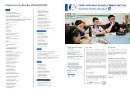 Academic Profile 2020-2021 TAIPEI EUROPEAN SCHOOL FRENCH