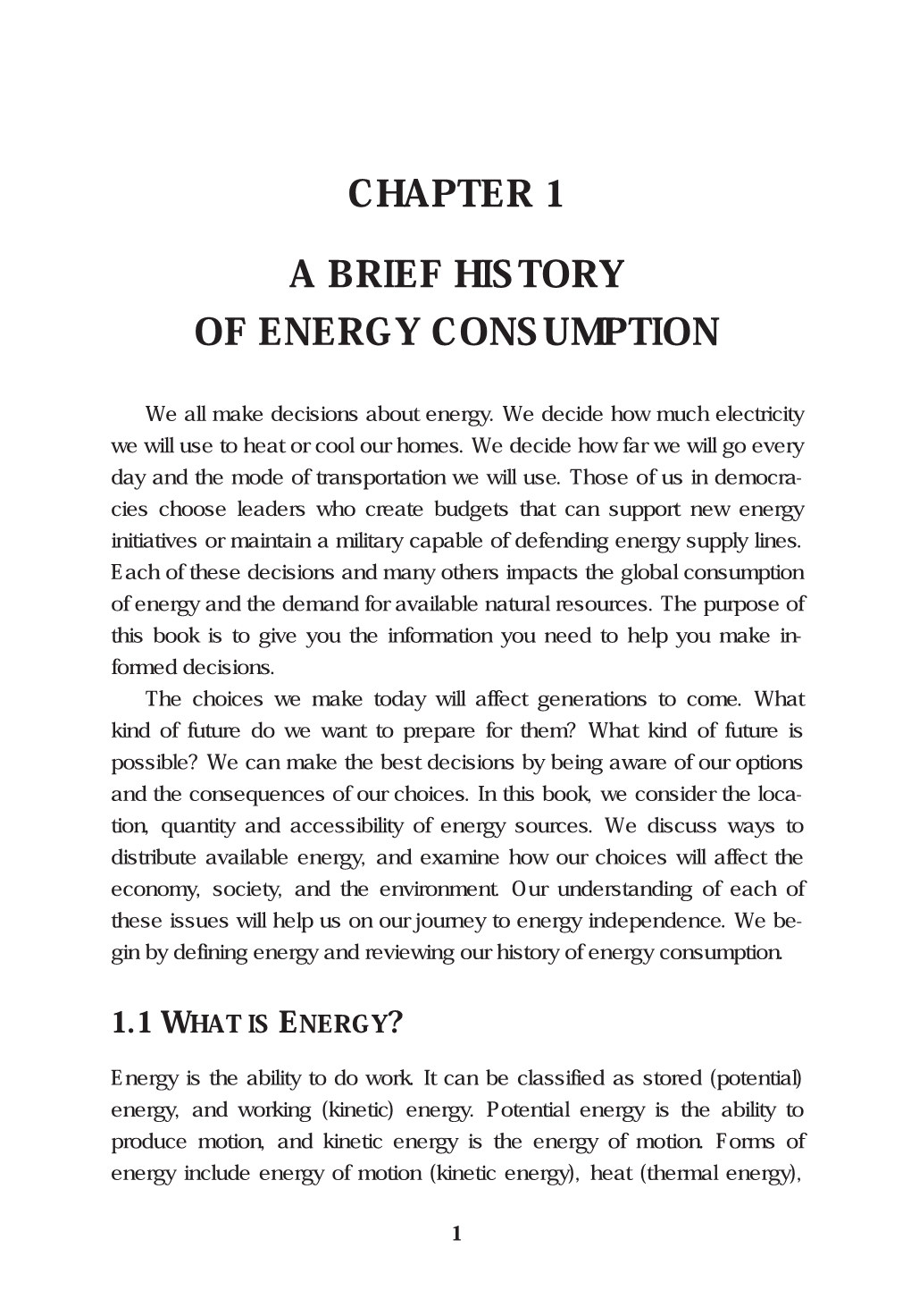 Chapter 1 a Brief History of Energy Consumption
