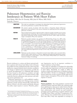 Pulmonary Hypertension and Exercise Intolerance in Patients with Heart Failure Javed Butler, MD, Don B