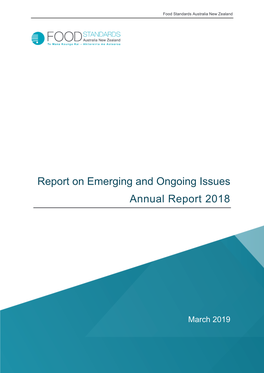 Report on Emerging and Ongoing Issues Annual Report 2018