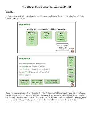 Year 6 Literacy Home Learning – Week Beginning 27.04.20 Activity 1