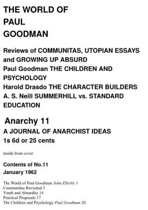 THE WORLD of PAUL GOODMAN Anarchy 11