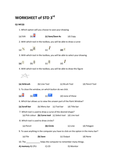 WORKSHEET of STD 3Rd